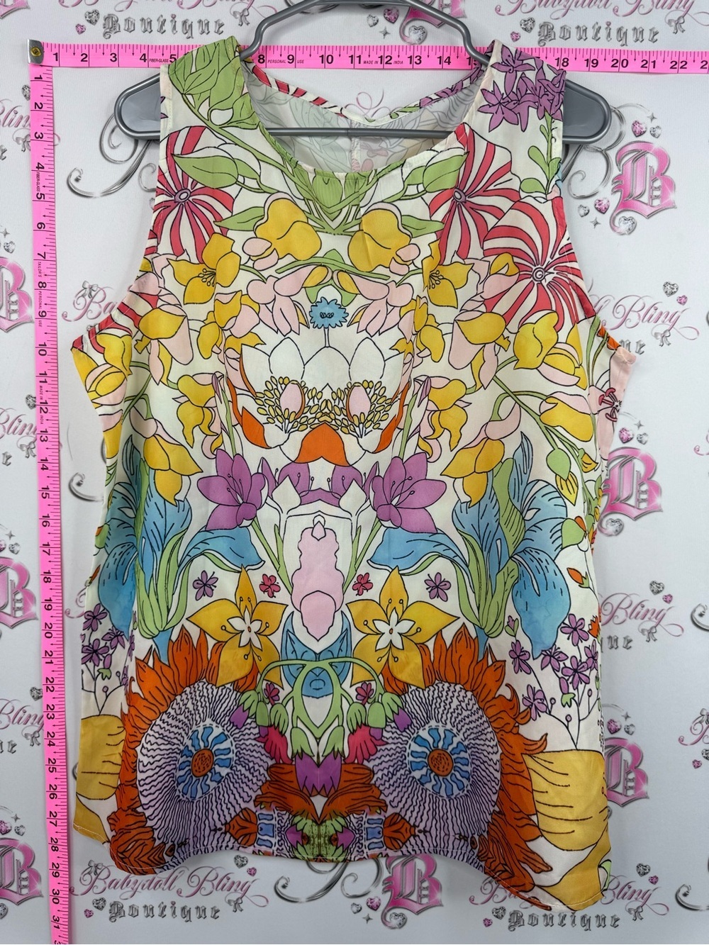 Tank top flowers rainbow bright Floral Multicolor Sleeveless Women's Top